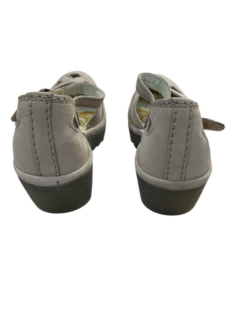 Fly London Yala Taupe Nubuck Leather Mary Jane Wedge Shoes 38 - Picture 8 of 11